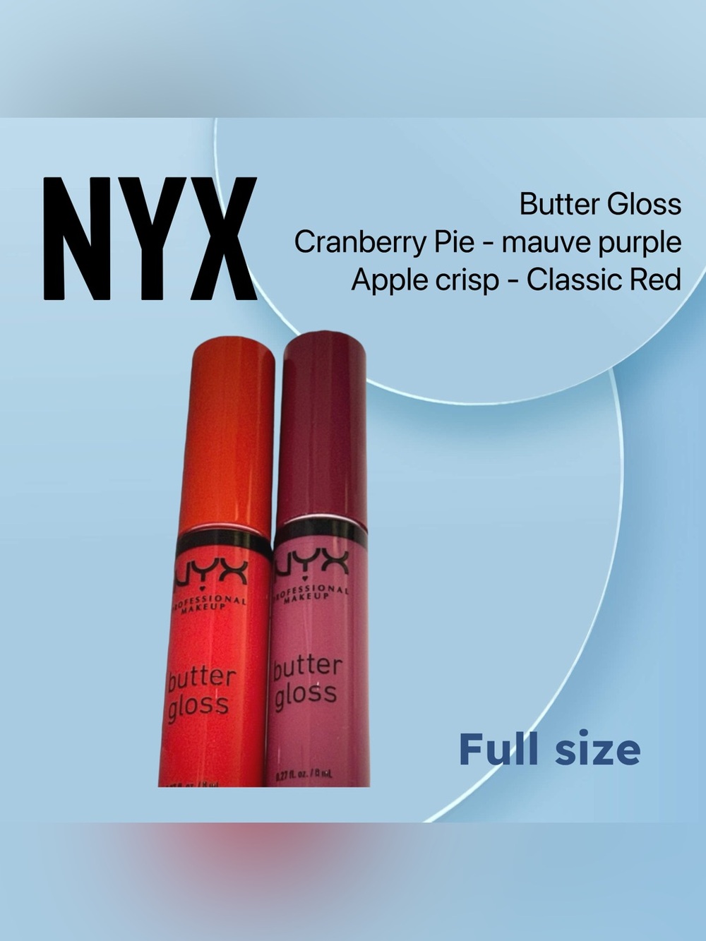 🇺🇸🆕NWOB NYX |FULL| 2X Butter Lip Gloss Set: Classic Red & Mauve*